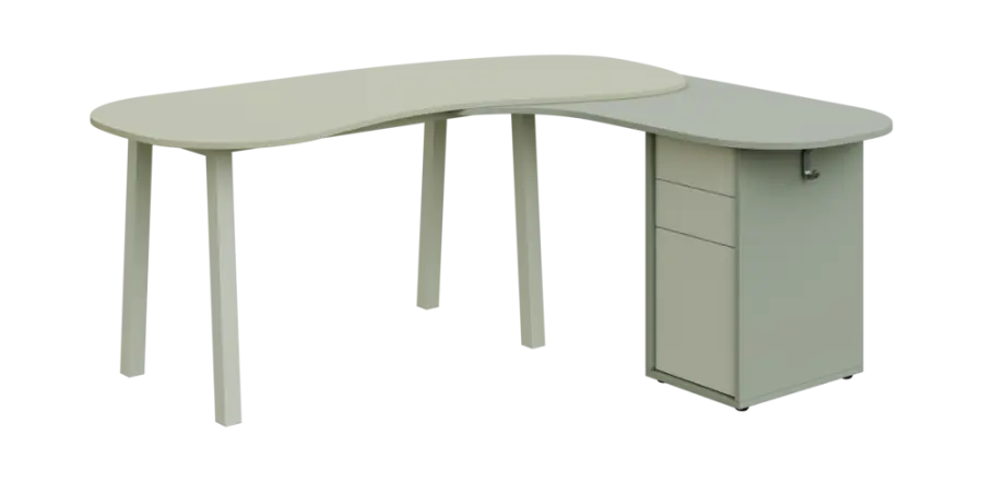 RGY 01 P stůl kancelářský, rohový, pravý, masivní dřevěná podnož, deska 18 mm, široký 1840 mm, vodní